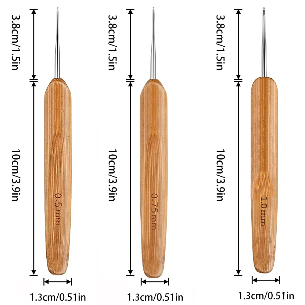 Crochet Hooks 3pcs/set Dreadlock Crochet Hook Needle For Hair Braid Craft