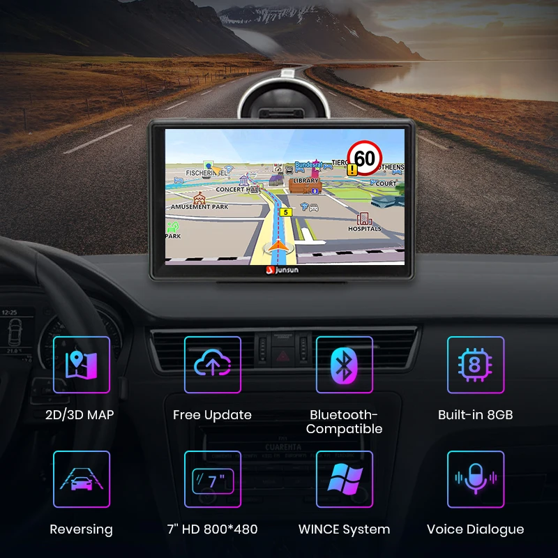 Buy Junsun 7 inch HD Car GPS Navigation FM 8GB Online