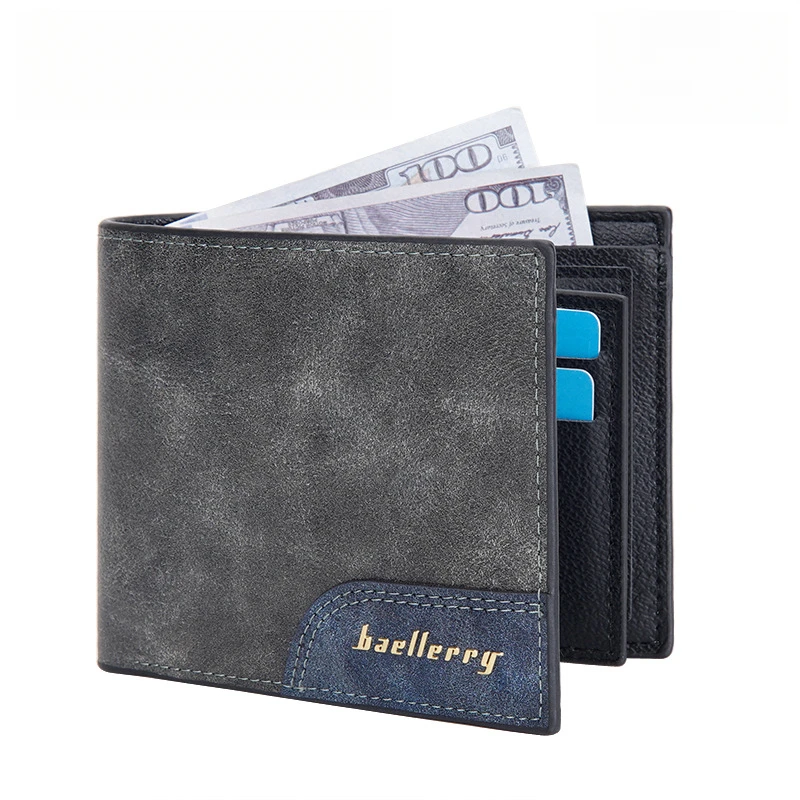 Men wallet PU leather vintage frosted card holder man purse short minimalist male fold wallets