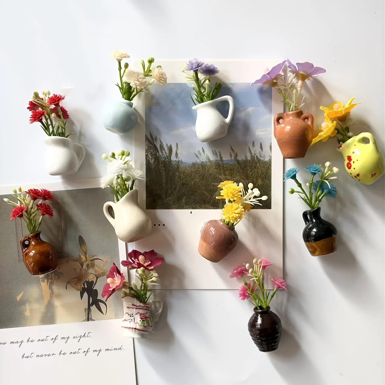 Mini Ceramic Vase Refrigerator Sticker Creative 3D Stereo Home Decoration Magnet