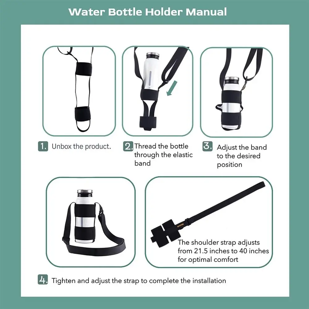 Premium Adjustable Water Bottle Carrier with Shoulder Strap