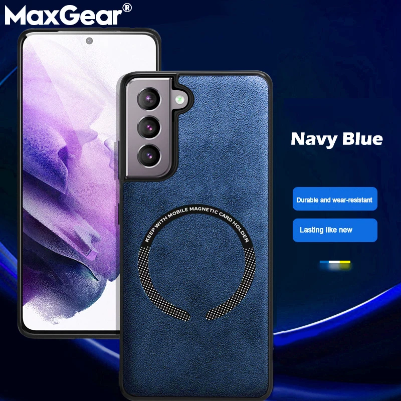 זמש עור עבור Magsafe מגנטי אלחוטי טעינה לסמסונג S22 S21 S20 FE S10 S9 S8 S7 קצה הערה 8 9 10 20 Ultra כיסוי iphone 11 Pro Max phone case
