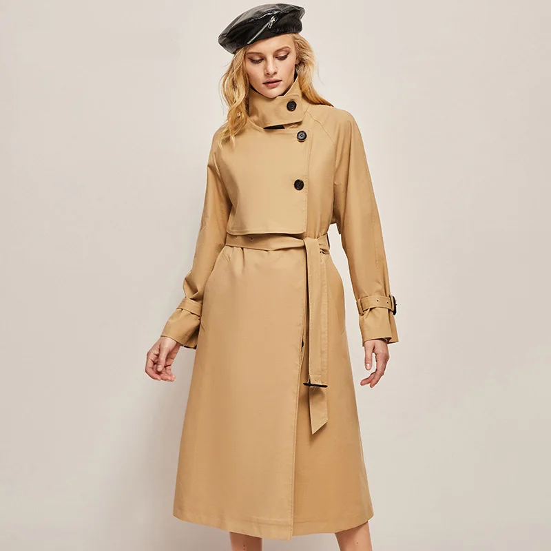 

Woman's 2022 Autumn New Women's Clothing Retro Casual Loose Single-Breasted Belt Fashion Overknee Trench Coat