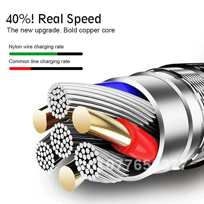 Fast Charging Nylon Braided USB Charger Cable for Android Mobile Phone - Data Sync Cable