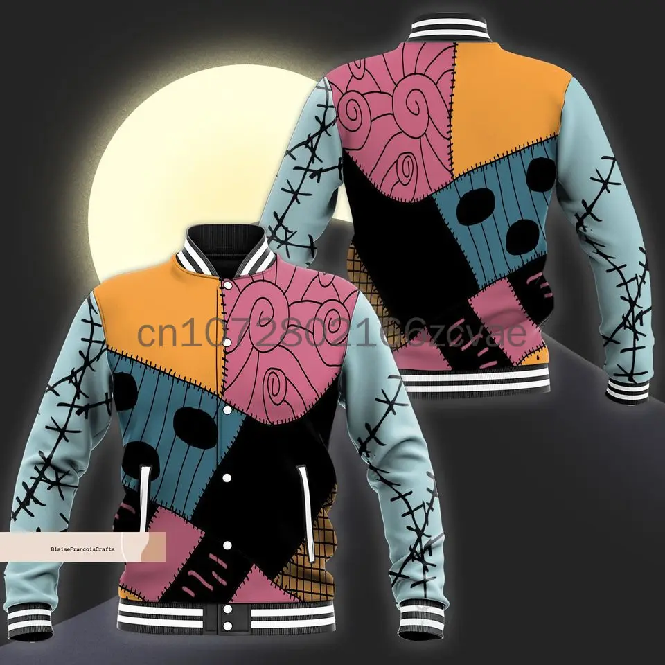 New The Nightmare Before Christmas Jack And Sally Baseball Jacket Disney Casual Oversize Street Men's and Women's Jacket