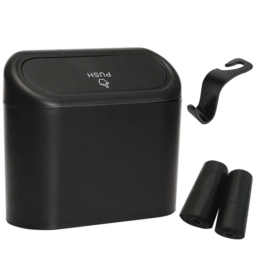 Portable Plastic Car Storage Box Car Trash Can Lid Garbage Waterproof Box Mobile Trash Bin Storage Bucket with Bags