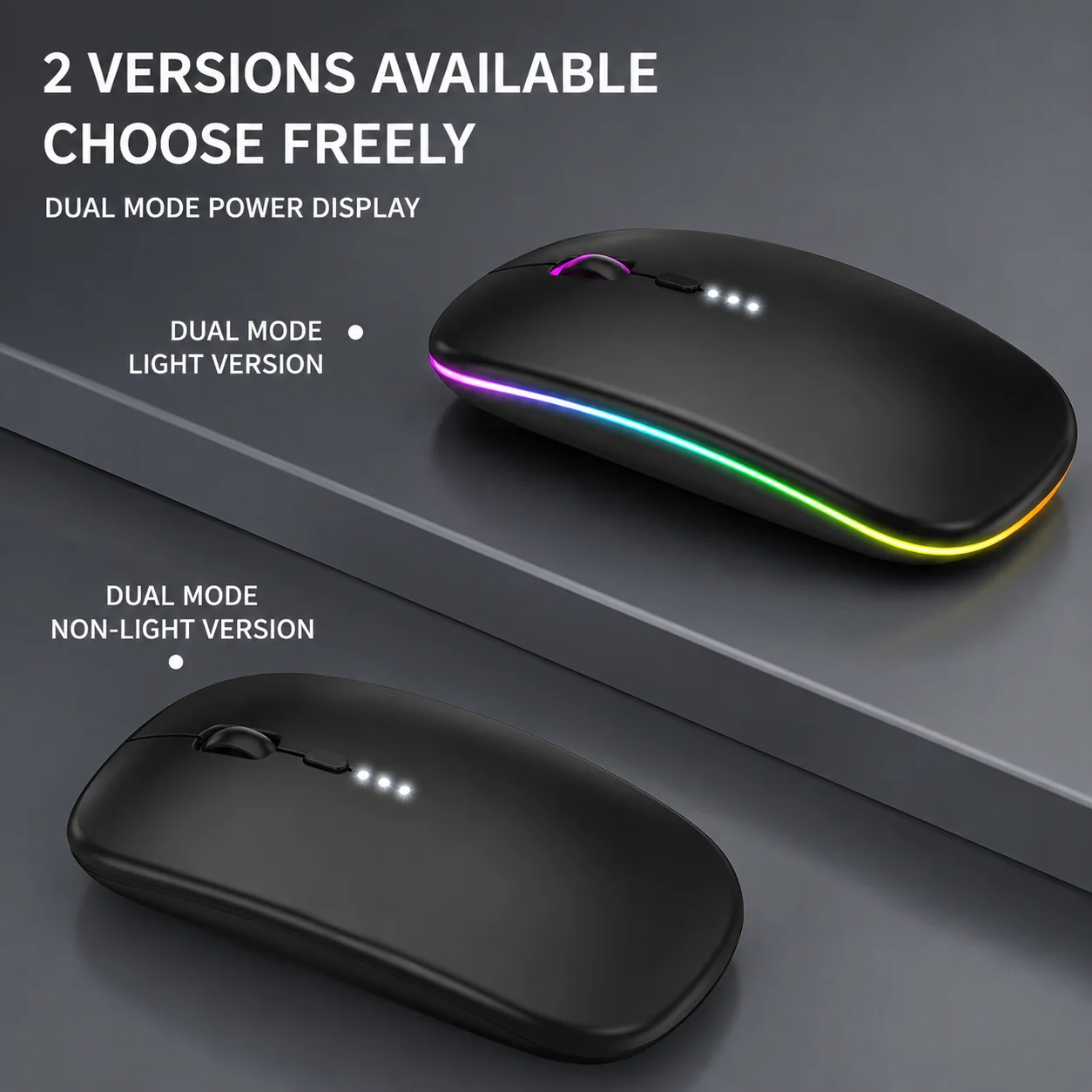 Ergonomic Wireless Bluetooth Mouse with USB Receiver