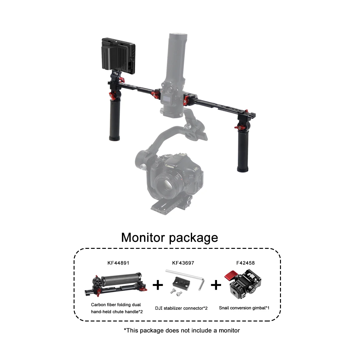 RS4 RS3 Mini RSC2 Gimbal Dual Carbon Handle Grip 180 Adjustable Clamp for Ronin