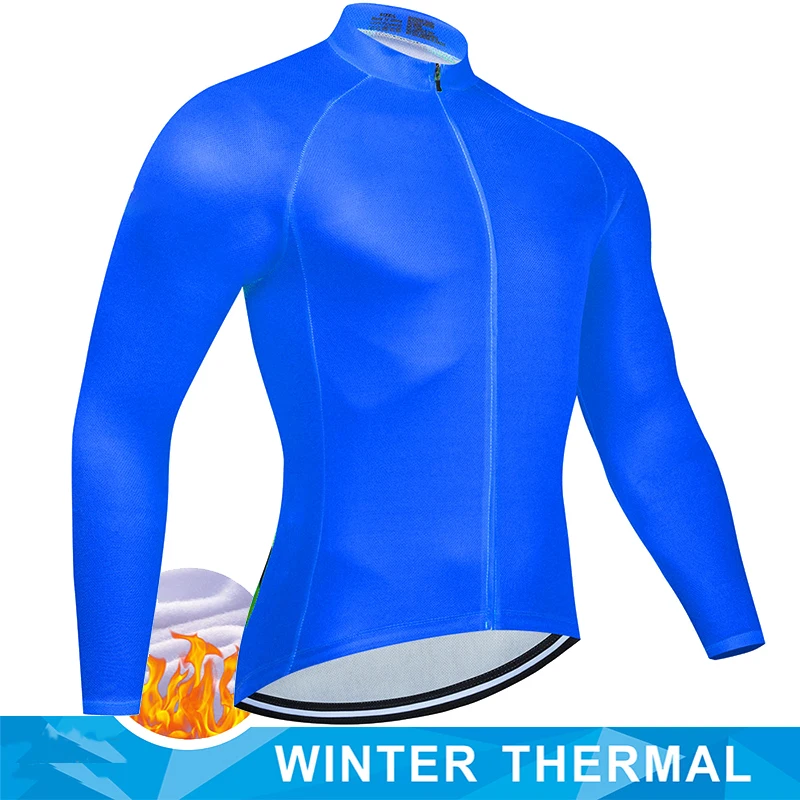 thumbnail image 1 of Maillot de ciclismo térmico de lana para hombre, ropa de ciclismo de montaña, de manga larga, color rojo, para invierno, 1 of 5