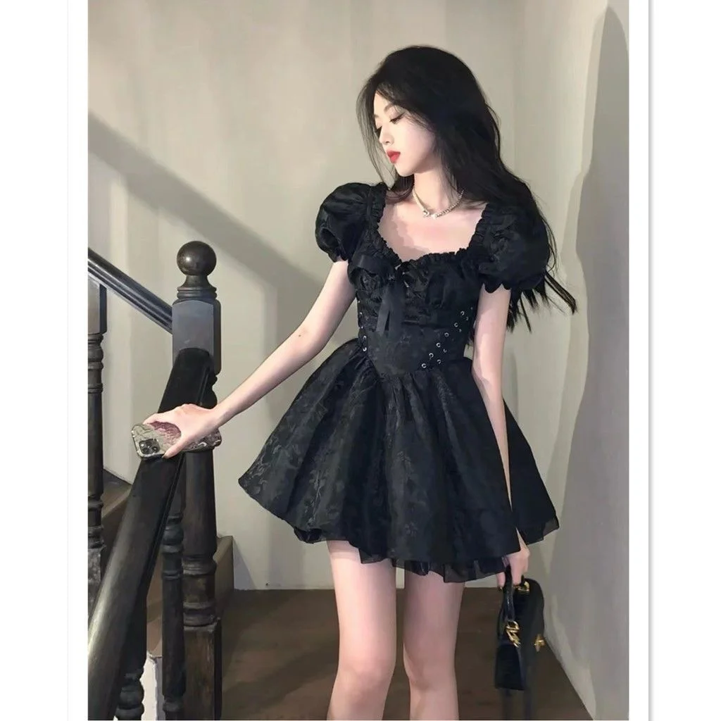 

Streetwear Little Black Dress Women's Clothing 2023 Y2K Summer Mini A-line Dresses Harajuku Chic and Elegant Woman Dress Gothic