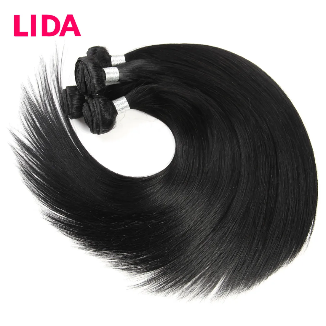 Human Hair Bundles Black Color Straight Human Hair Non-Remy Chinese Double Weft Weaving One Bundle Deal