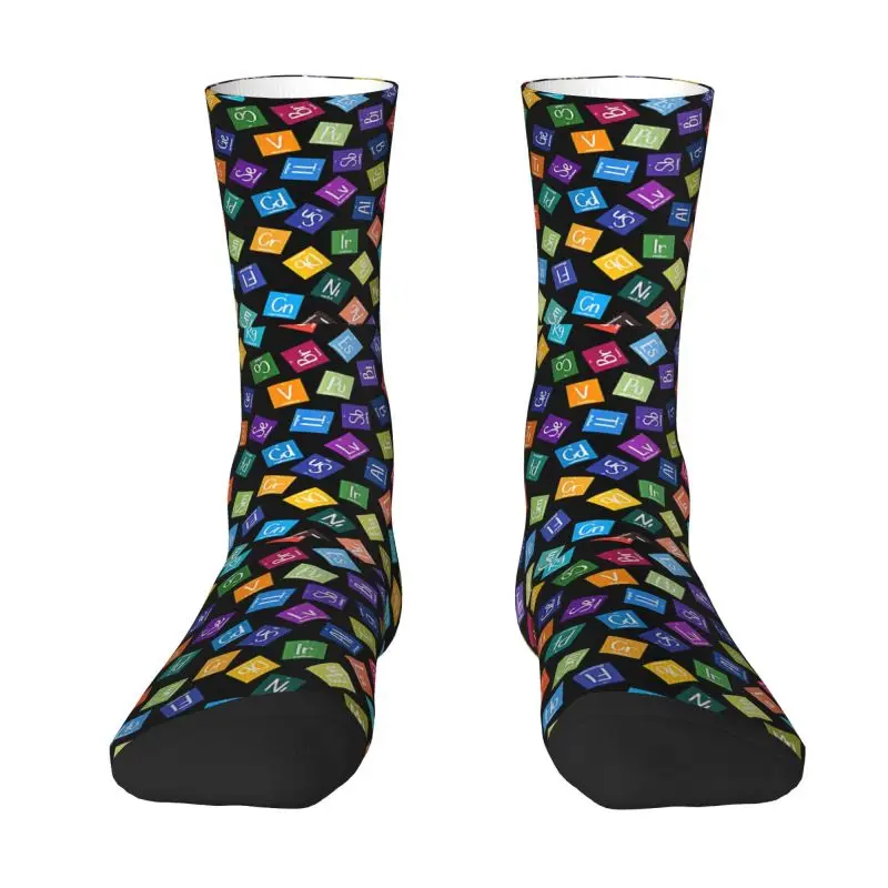 

Cute Rainbow Periodic Table Socks Women Men Warm 3D Printed Chemical Science Chemical Elements Sports Football Socks