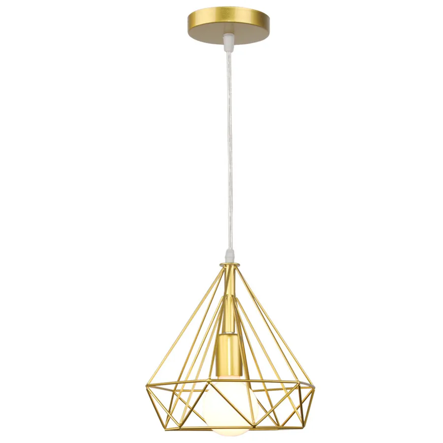 E27モダンな工業用鉄ケージシーリングライト,ロフト用ピラミッド型