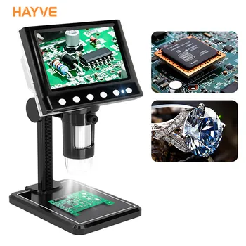 Hayve 4.3'' Digital Microscope 1600X USB Microscope 1080p Soldering Microscope with 8 LEDs Compatible with Windows/Mac OS (DM7) 1
