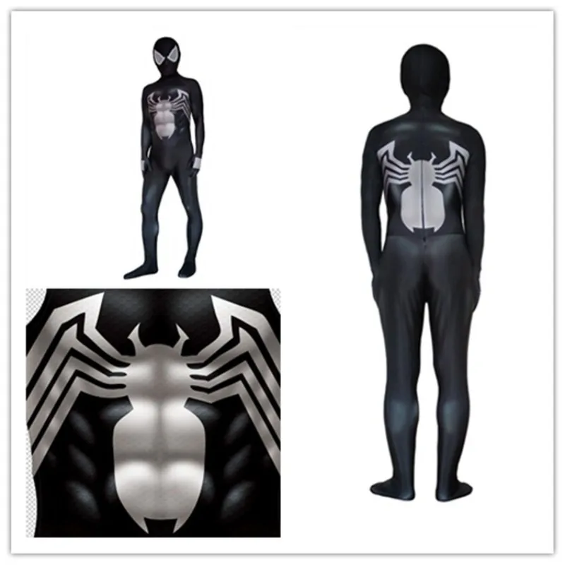 

Marvel Spiderman Cosplay Costume Black Venom Superhero Cos Jumpsuit Halloween Carnival Role Play Party Zentai Adult Kids