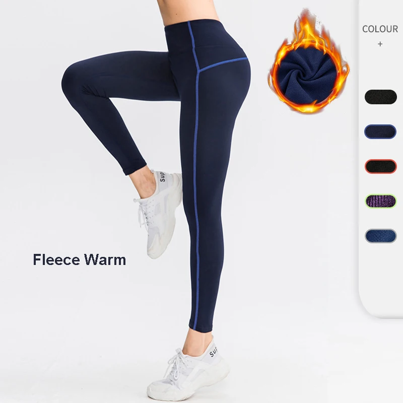 

2024 New Brushed Leggings Ladies Push Up Fitness Winter Warm Thermal Leggings Women With Pocket Sports Tights Yoga Pants Wear