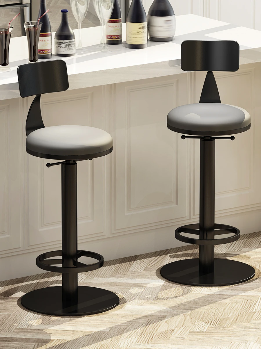 

Simple Ins Luxury Home Backrest Bar Chair Internet Celebrity Bar Front Desk Lift High Chair Rotating Round Bar Stool