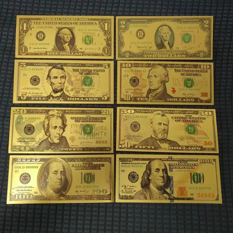 Description Picture 2 of itemMOYU 7/8/36Pcs Gold Plated US Dollar Bills Gold Foil Banknotes Fake Paper Money Banknotes Crafts For Collection Home Decor