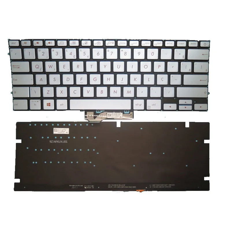 

Laptop Backlit Keyboard For ASUS ZenBook 14 RX431F RX431FA RX431FN US/Hungary HU/UK/BR/NE/GR Silver/Blue