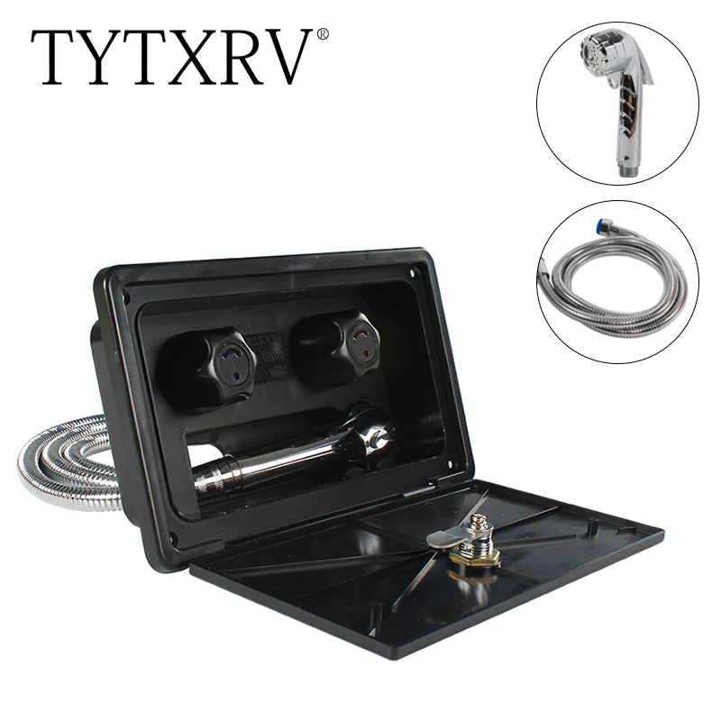 TYTXRV Caravan Black Exterior Shower Box Kit with Lock Leakproof 1.5M