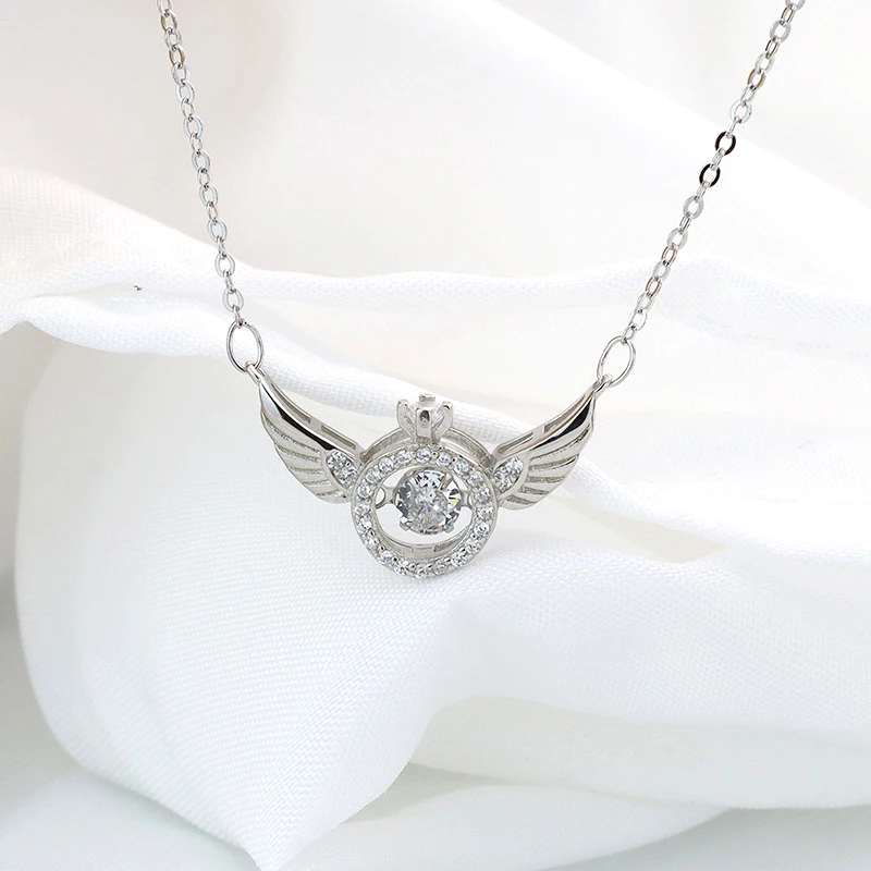 Angel Wings Women's Necklace Fashion Design Simple Flying Wing Zircon Smart Inlaid Metal-plated Clavicle Pendant Necklace