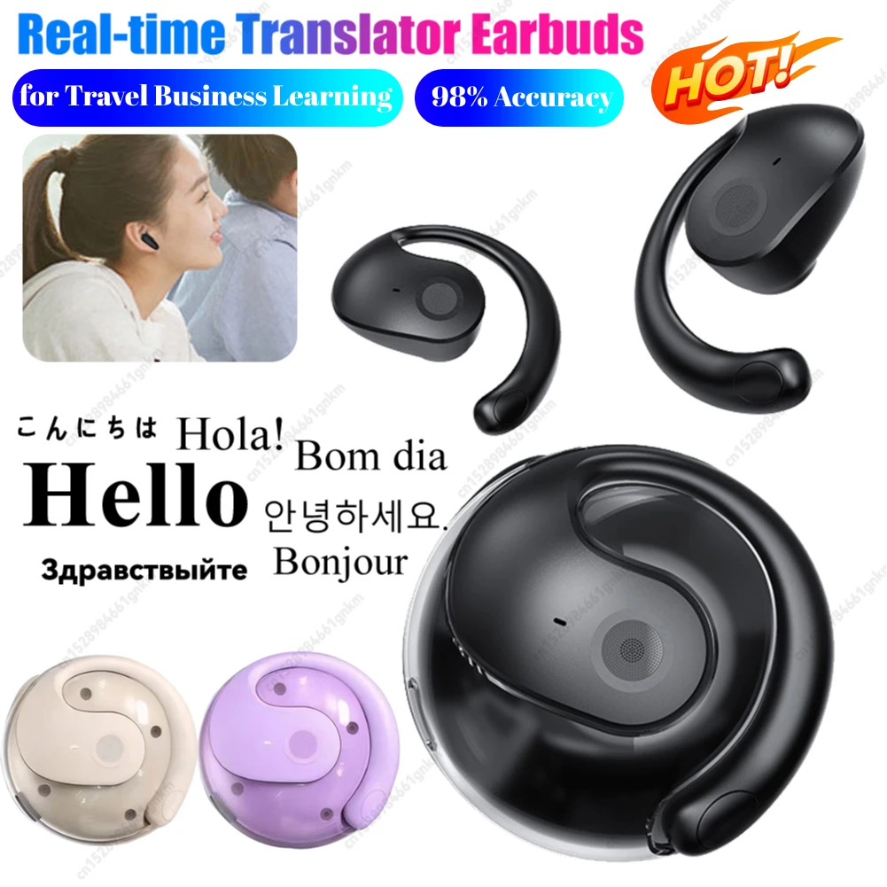 Wireless Earbuds Translator Earbuds Translator Earphones Translation Headset Real Time Translator Earbuds 4 Translation Mode Wireless BT For Travel Business Learning