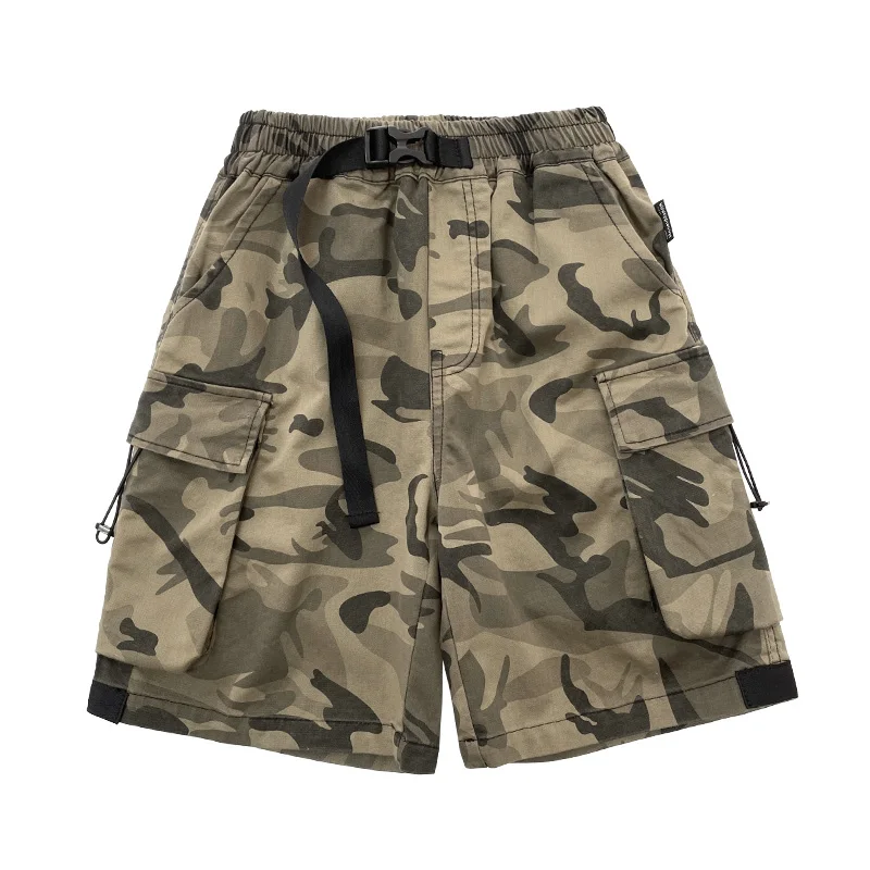 Summer New Tween Children Camouflage Cargo Shorts For Boys Teenager Casual Camo Shorts Fashion Kids Loose Capris Pants 5-14 Year