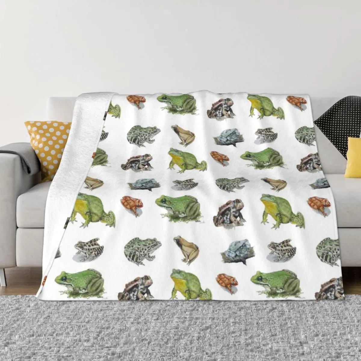 

Watercolor Frogs Throw Blanket fluffy heavy to sleep Bed Fashionable warm winter Blankets