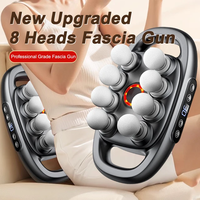 8-Head Fascia Red Light Gun High Frequency Vibration Muscle Relaxation Efficient Shaping Massage Relieve Fatigue Massage Gun