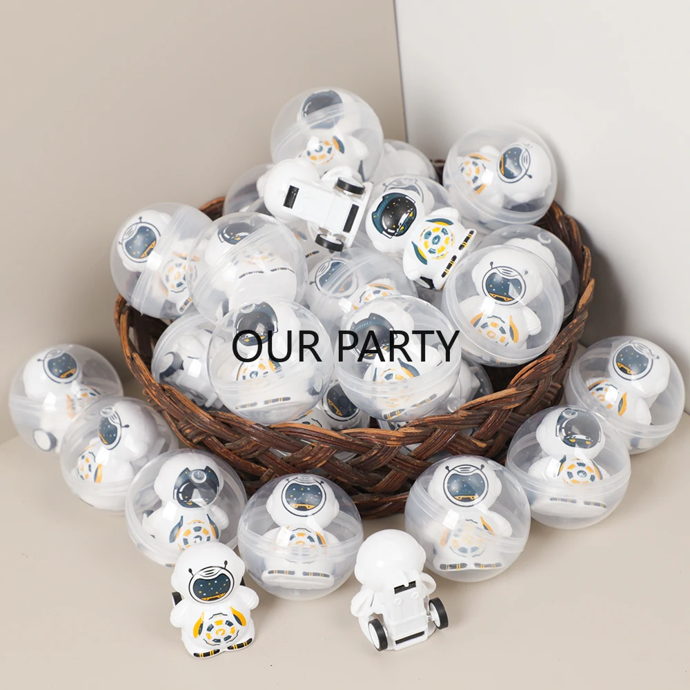 10 Stücke Weltraum Thema Astronaut Zurückziehen Autos Kapsel Ei Ball Überraschung Puzzle Spielzeug für Kinder Geburtstag Party Gefälligkeiten Goodie Bag