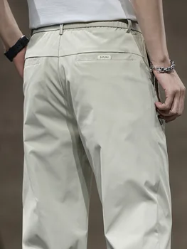 الصيف رقيقة الحرير الجليد عارضة السراويل للرجال بلون فضفاض مستقيم المألوف ضوء الأعمال عارضة السراويل الطويلة الذكور - Image 2