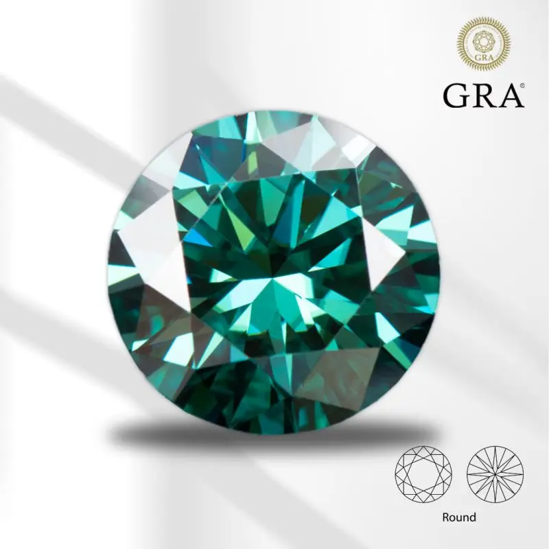 

Moissanite Stone Natural Emerald Green Color Round Shape VVS1 with GRA Certificate Charms Bead Jewelry Making Necklace Materials