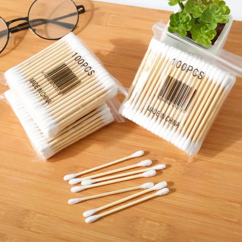 

500pcs Double Head Cotton Swab Women Makeup Lipstik Cotton Buds Tip for Wood Sticks Girl Nose Ears Cleaning Health Care Tools