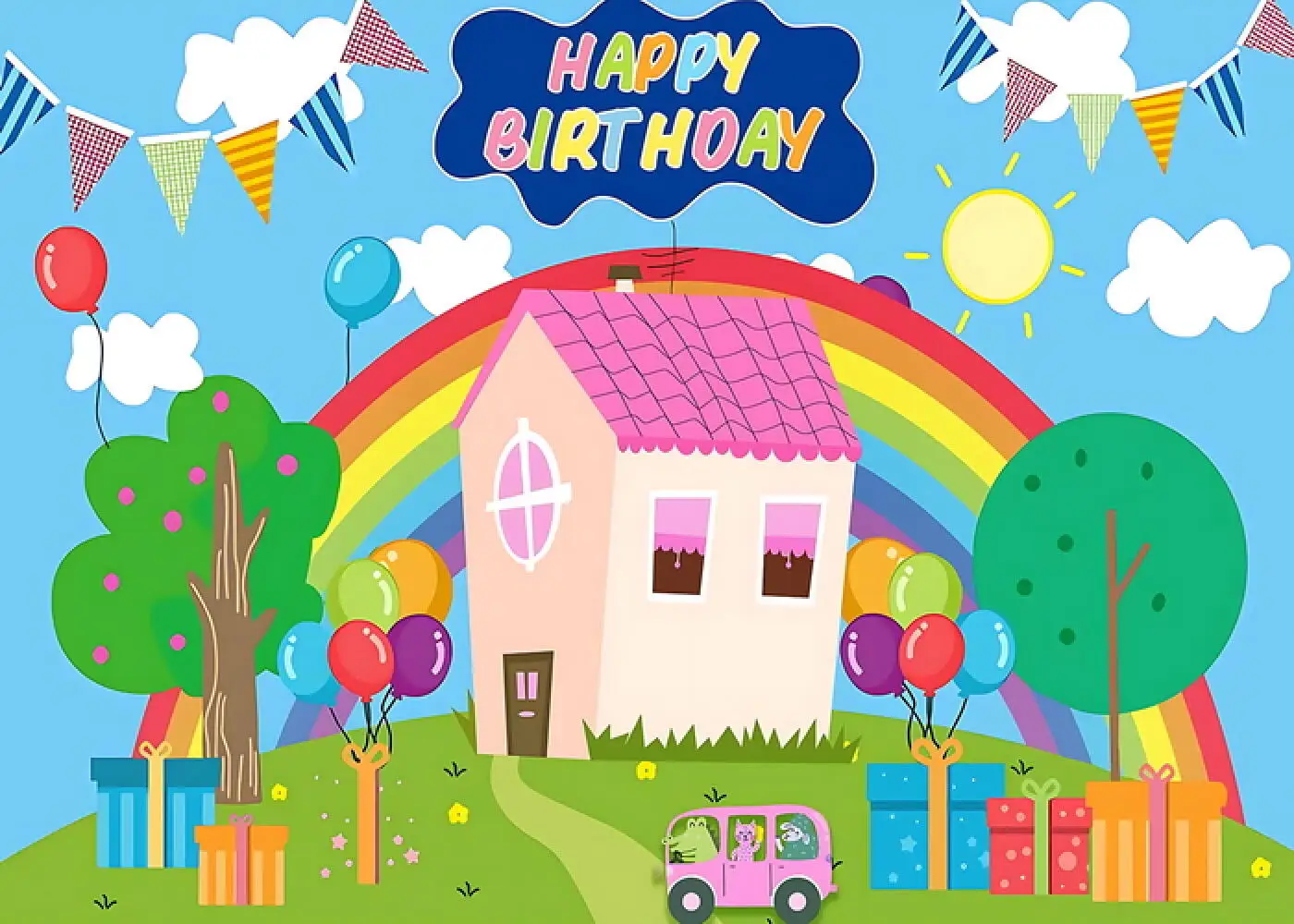 Cartoon Peppa Pig Birthday Party Background Decor for Children Happy Birthday Party Supplies Baby Shower Photography Backdrop birthday background supplies,birthday backdrop decoration,birthday party supplies,photography backdrops