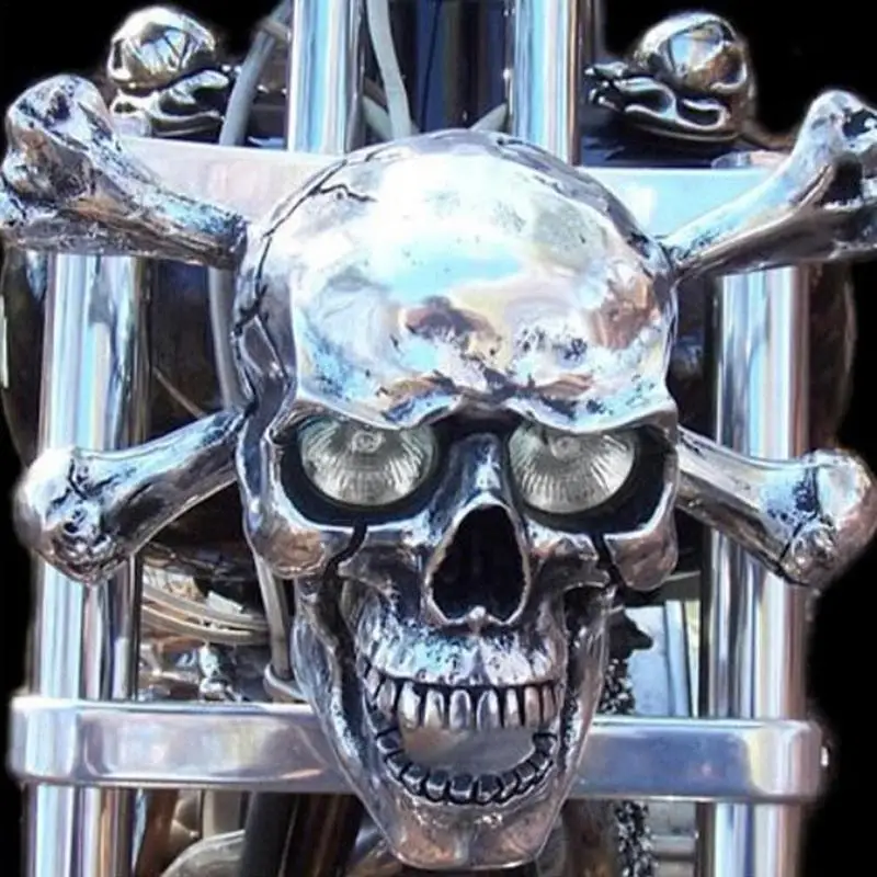 Vintage LED Motorcycle Skull Headlight High Low Beam Lamp for Halloween Skull Head Decoration