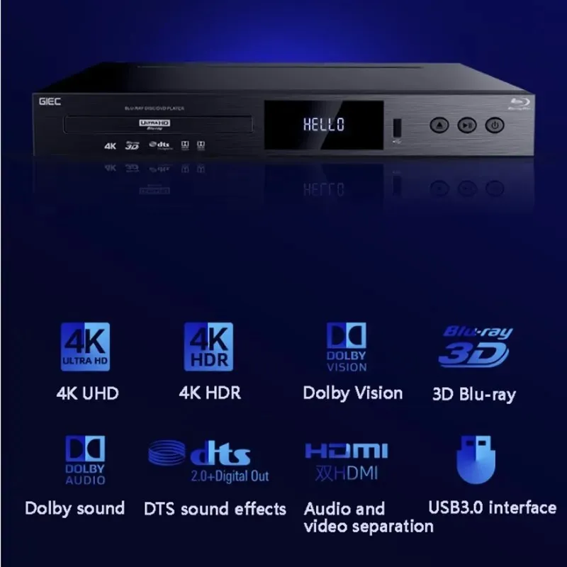 GIEC G5300 DVD-Player True 4K Ultra HD Blu-Ray Player DVD Player HD Hard Disk Home CD DVD Decoding 4K Disc