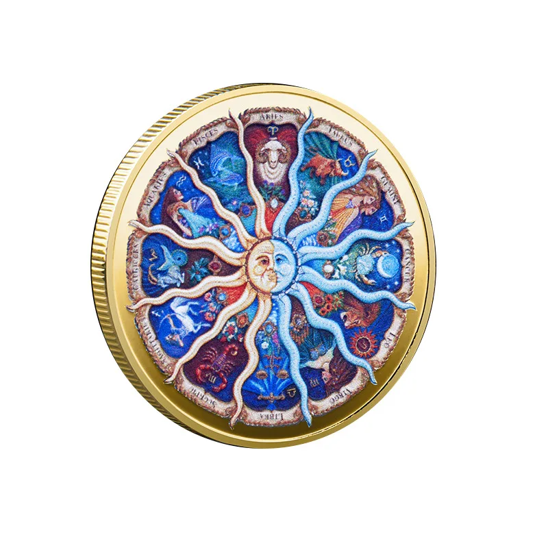 

Памятные монеты Зодиак солнце бог Луна металлическая монета