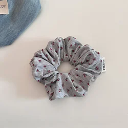 Elegant Floral Scrunchie - Ribbed Hair Tie for Women, Fashion Hair Accessory (Grey)