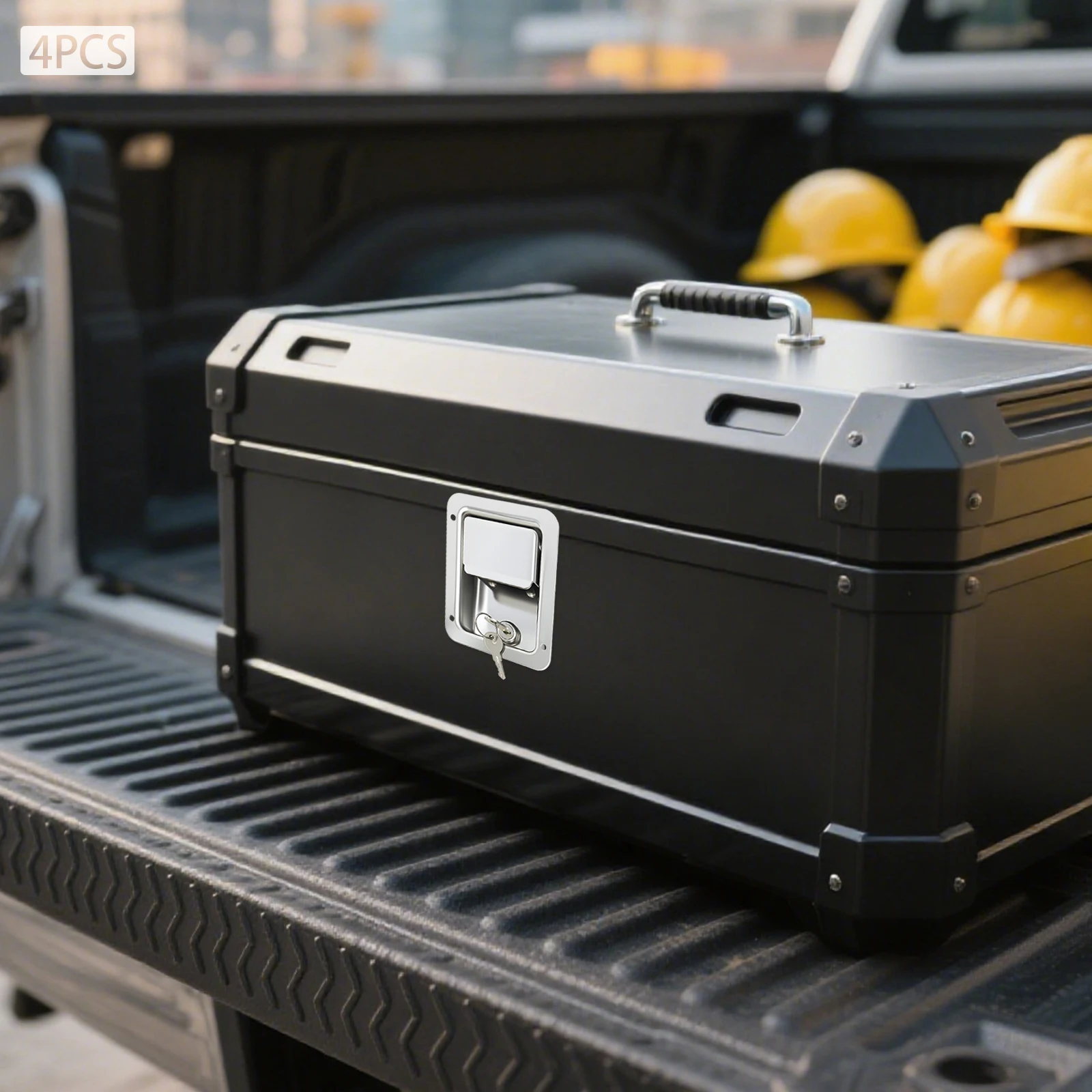 4PCS Stainless Steel Toolbox Latch Lock, Waterproof Lockable Draw Latch with 2 Keys for Truck Tool Box Van Trailer