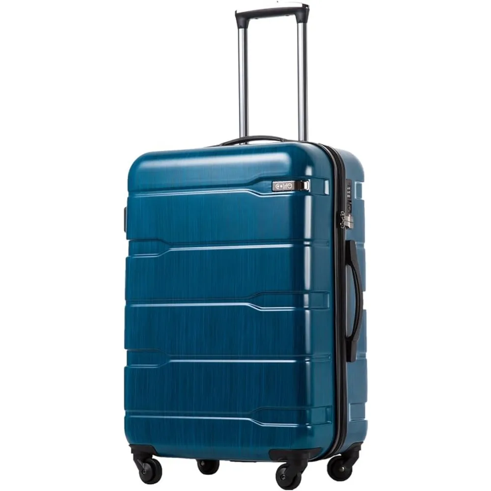 

Luggage Expandable(only 28") Suitcase PC+ABS Spinner Built-In TSA lock 20in 24in 28in Carry on (Caribbean Blue., L(28in).)