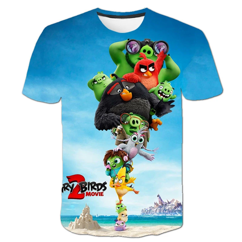 cool kid t shirt Anime Angry-Birds 3D Printed T-shirt Boys And Girls Video Game Tshirts Children's Harajuku Clothes Summer Kids Cartoon Short Top children's t shirt with animals	