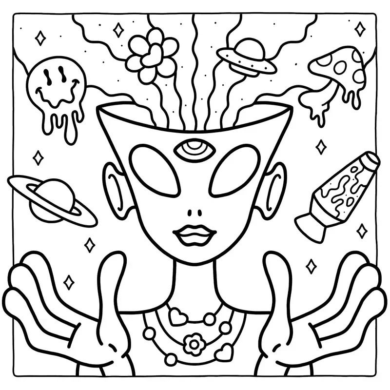 Trippy & Groovy Coloring Book for Youngsters – 24 Pages of Psychedelic Animal Sketches, Creative Painting & Relaxing Art Relax 5