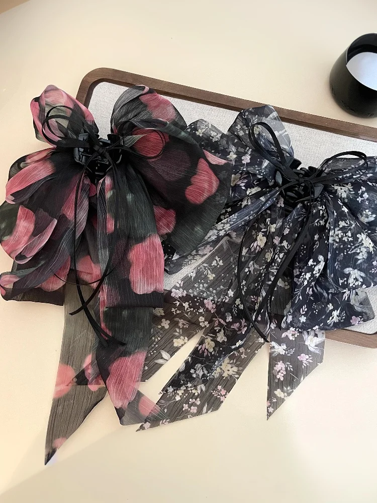 Haarspange Mit Blumenmuster Und Schleife Für Den Pferdeschwanz_voghion.com