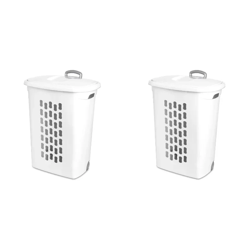 

Wheeled Laundry Hamper Plastic, Set of 2, Available in White, Pink and Navy Blue