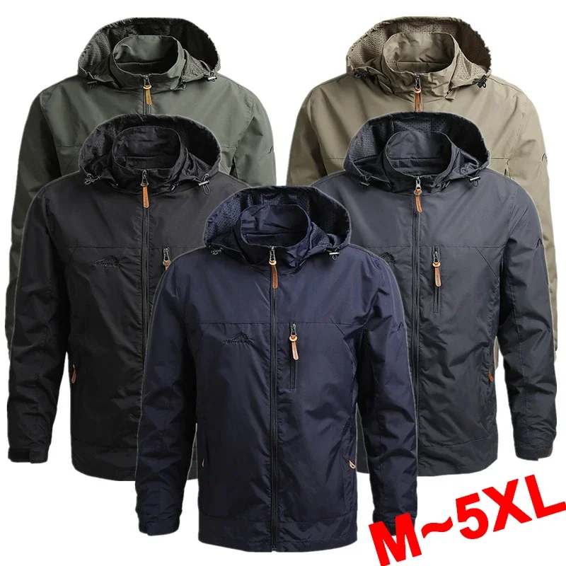 

Fashion Men's Warm Coat Waterproof Jacket Outdoor Autumn Male Sports Soft Shell Zipper Hooded Jacket Sports Jacket
