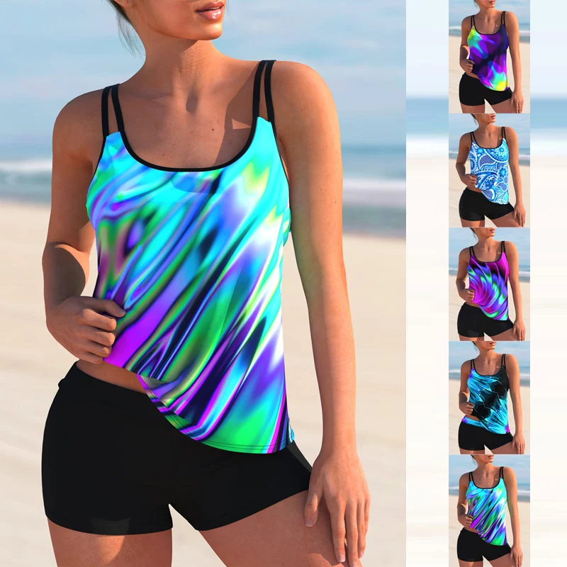 

2023 Women's Sexy Beach Swimwear Tankini Two Piece Swimwear Print Tankini Beach Summer Fashion Beach Women's Swimwear Set