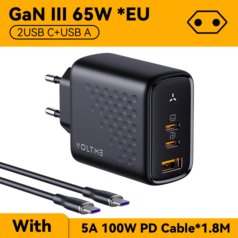 65W EU Black Cable