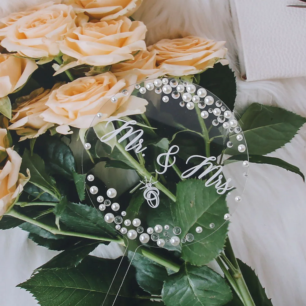 Why 10,000+ Couples Choose This Mr and Mrs Cake Topper with Real Crystal & Pearl De... - SKU MMCT0936 - UGI Packaging