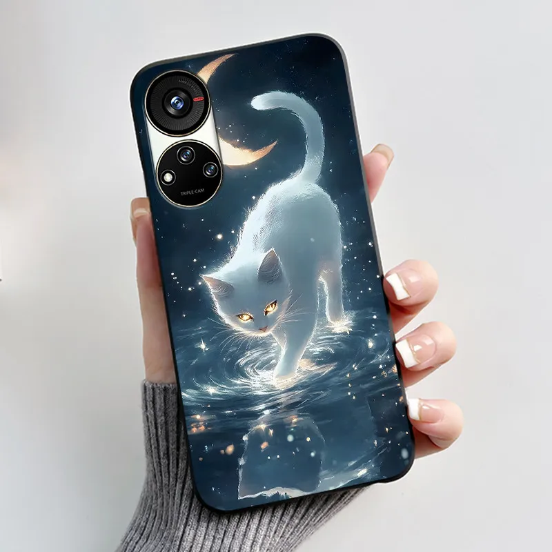 Cute Cartoon Soft Silicone Protective Phone Case - Black