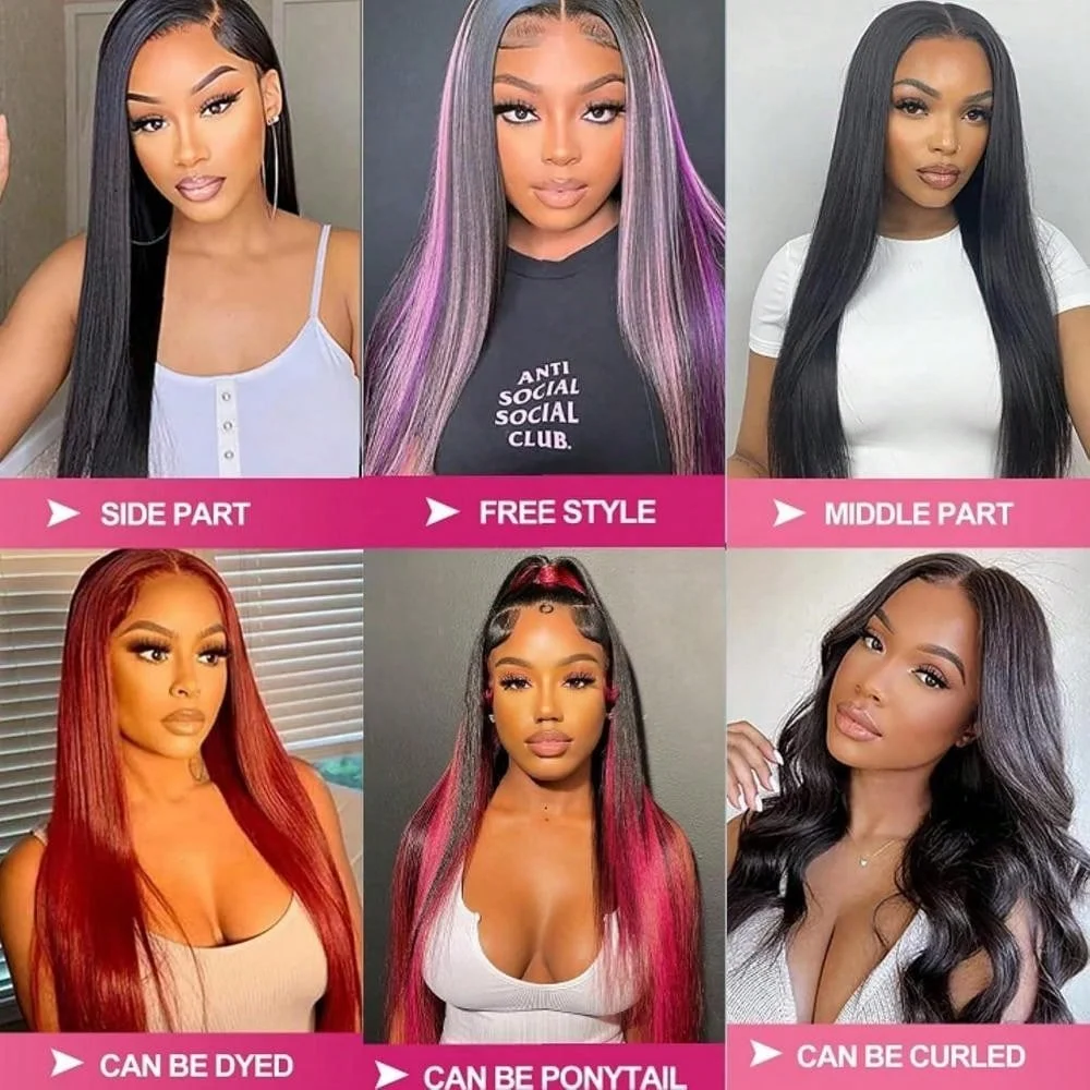 200 Density 6x4 HD Lace Put On And Go Glueless Closure Wigs Human Hair Straight Human Hair Pre Plucked Pre Cut Human Hair Wig 5